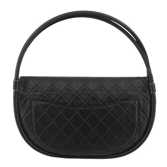 Chanel Medium Hula Hoop Bag Vintage CC Black Lambskin Flap SHW Quilted Rare - Picture 3 of 14